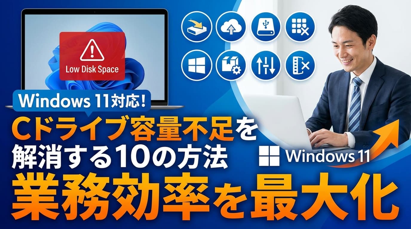Windows 11対応!Cドライブ容量不足を解消する10の方法で業務効率を最大化