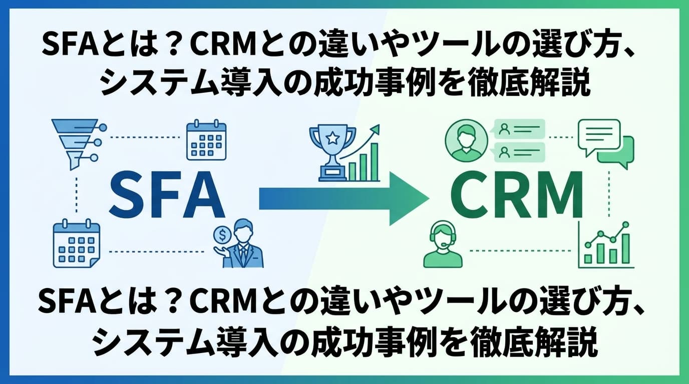 SFAとは?CRMとの違いとツール選び方・導入成功事例を2026年版で徹底解説