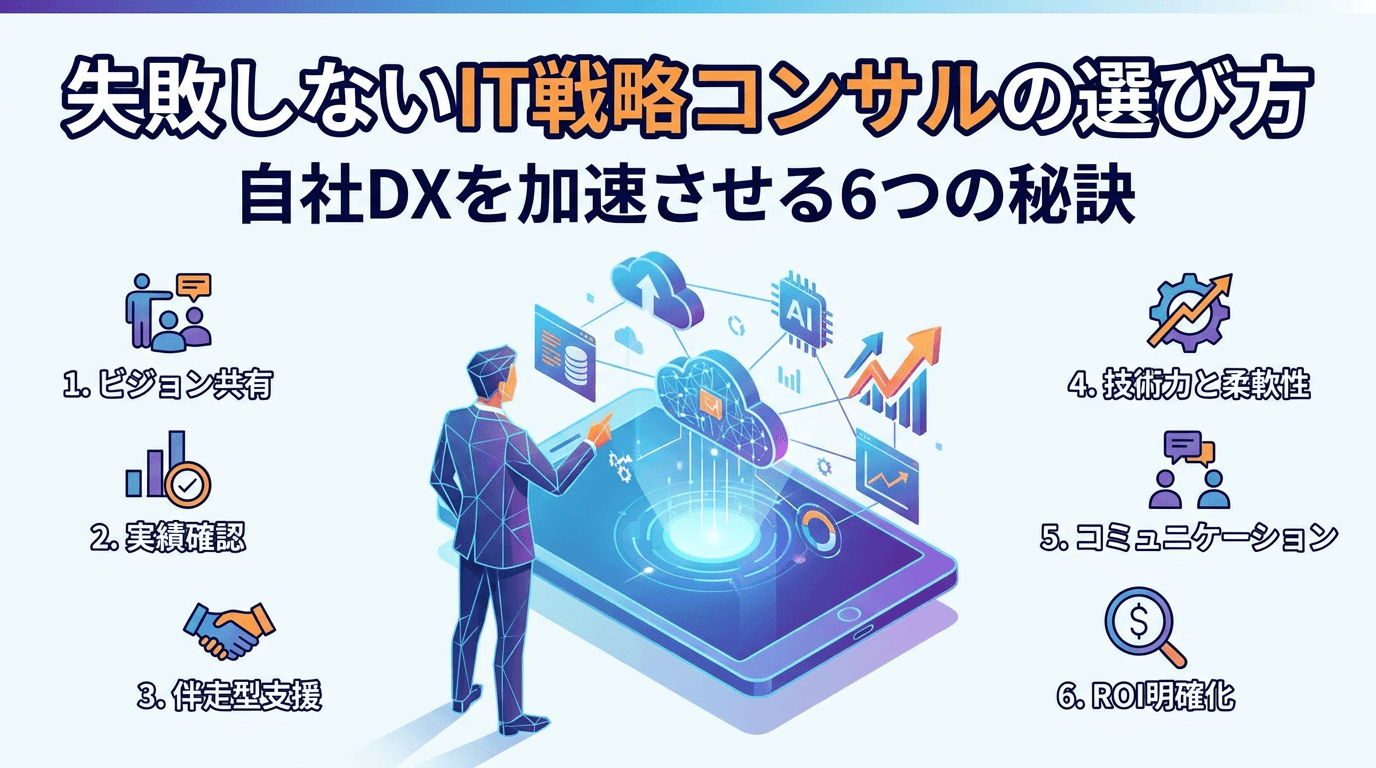 【2026年版】IT戦略コンサルの選び方|失敗しない6つの秘訣と費用相場・主要ファーム比較