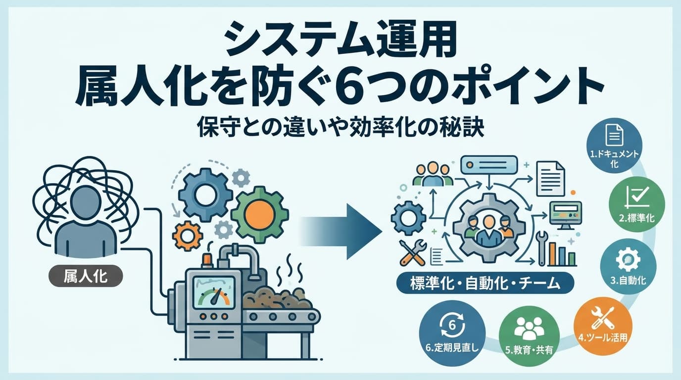 システム運用とは?保守との違いと属人化を防ぐ6つのポイント【2026年版】
