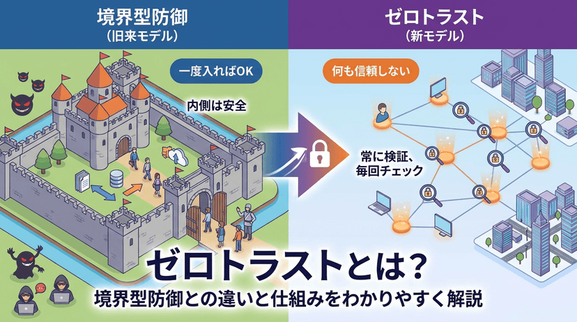 ゼロトラストとは?境界型防御との違いと仕組みをわかりやすく解説