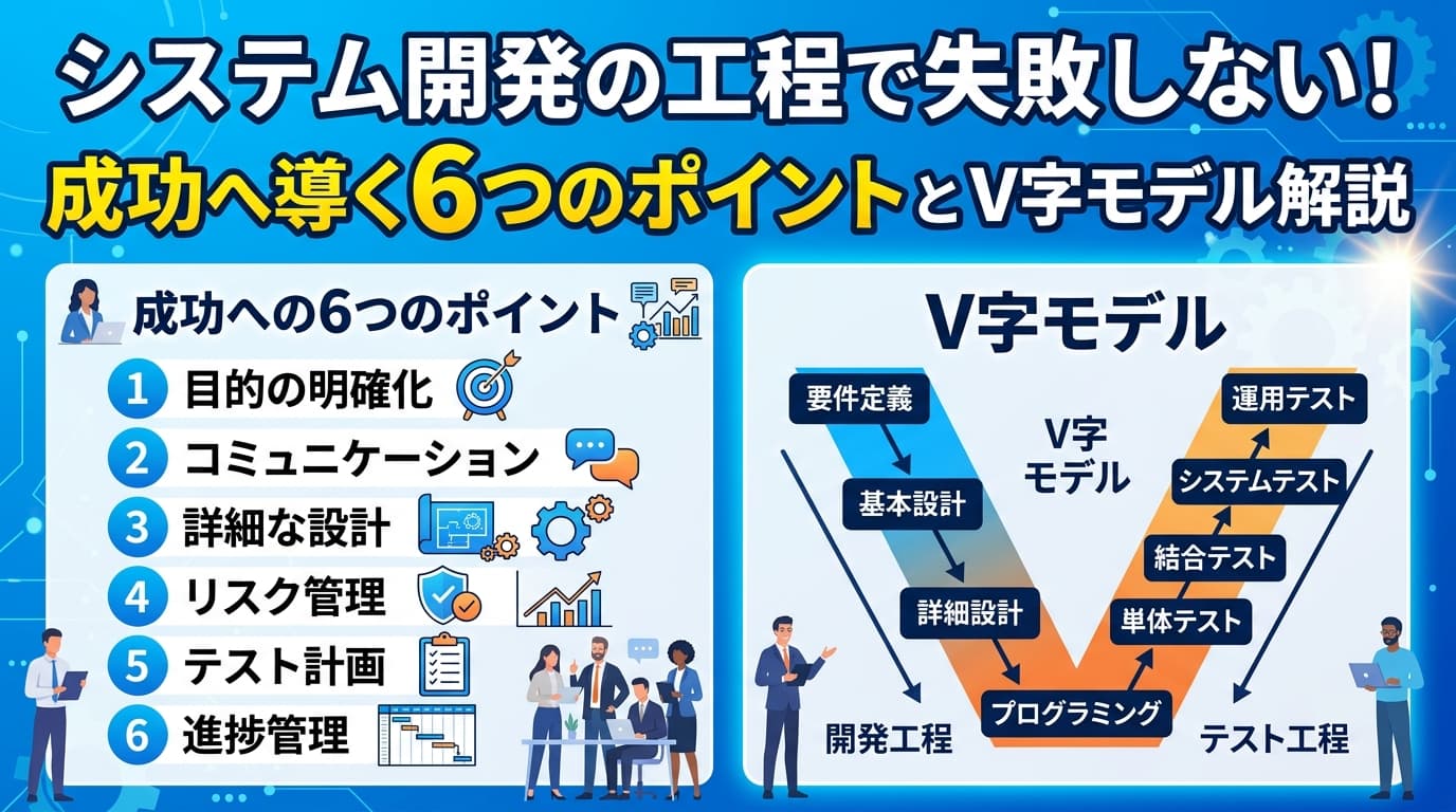 システム開発の工程で失敗しない!成功へ導く6つのポイントとV字モデル解説