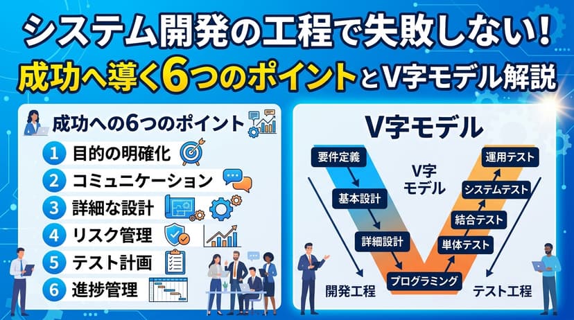 システム開発の工程で失敗しない!成功へ導く6つのポイントとV字モデル解説